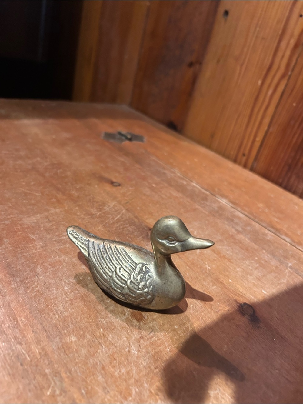 Brass Duck Figurine - Classic Gold Home Accent